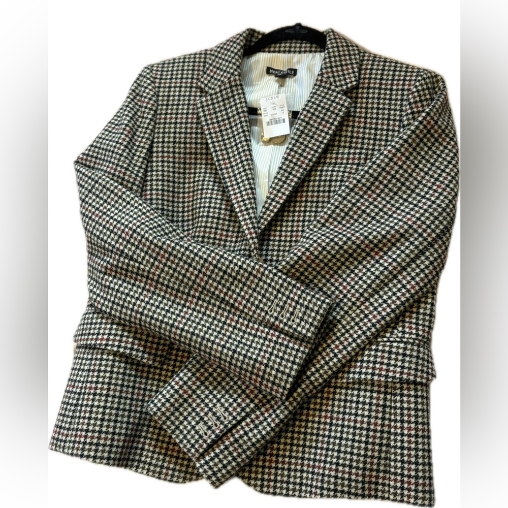 J. Crew Houndstooth Blazer - Black, White, Red